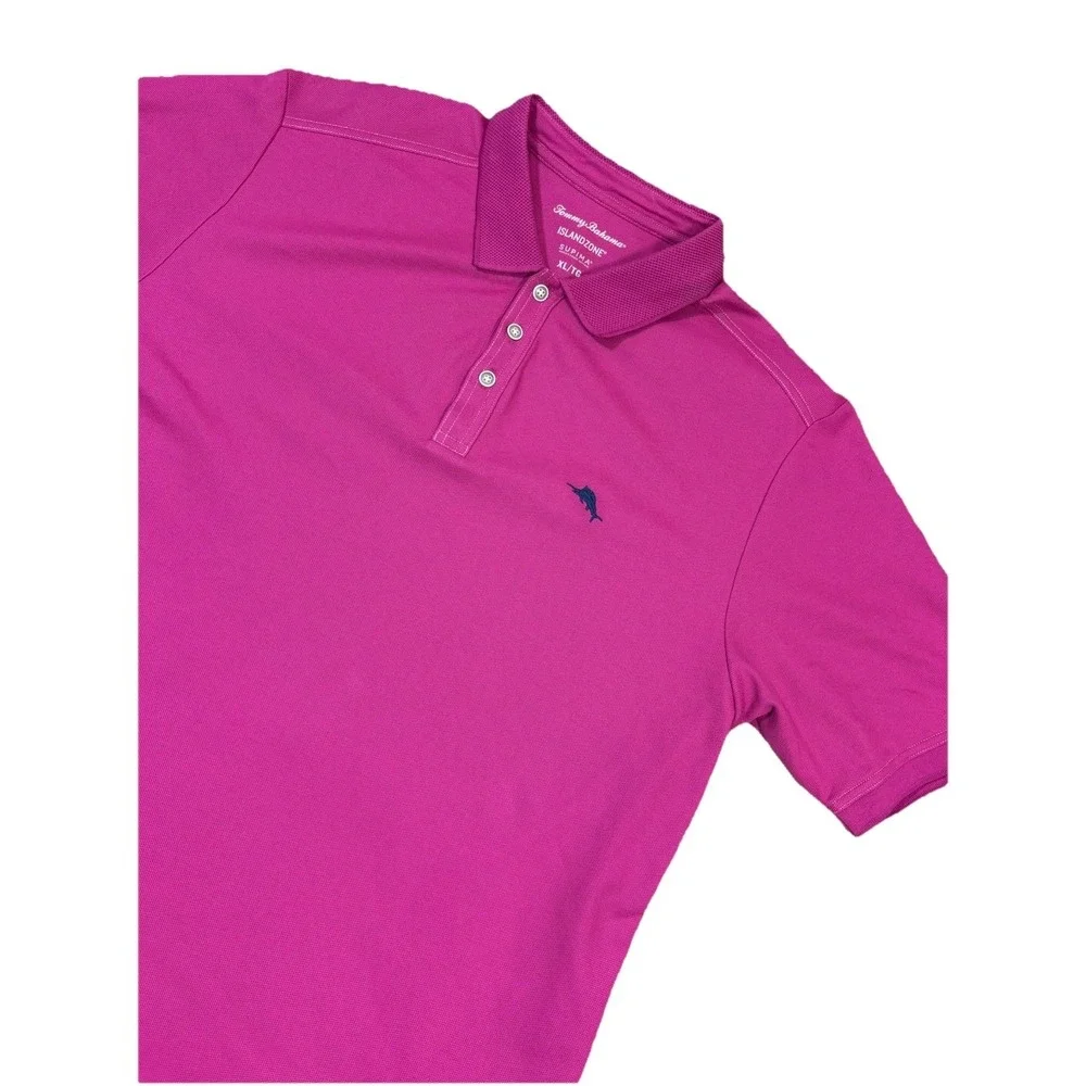 Tommy Bahama‎ Supima IslandZone Polo Shirt Mens XL Pink Blue Marlin Logo